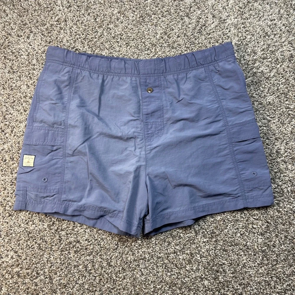 Tommy Bahama Men's Medium Blue‎ Nylon Cargo Shorts Elastic Waist Lined